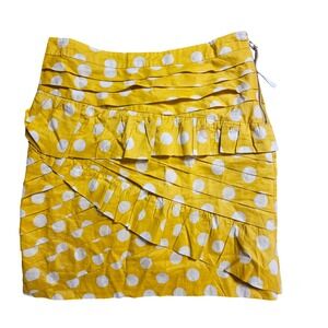 Leifsdottir Polka Dot Ruffle Mini Skirt 0 Tiered Pleated Cotton Eclectic Summer